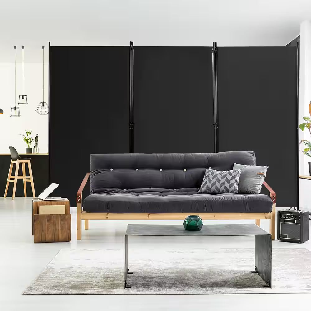 6 Ft. Black 3-Panel Room Divider