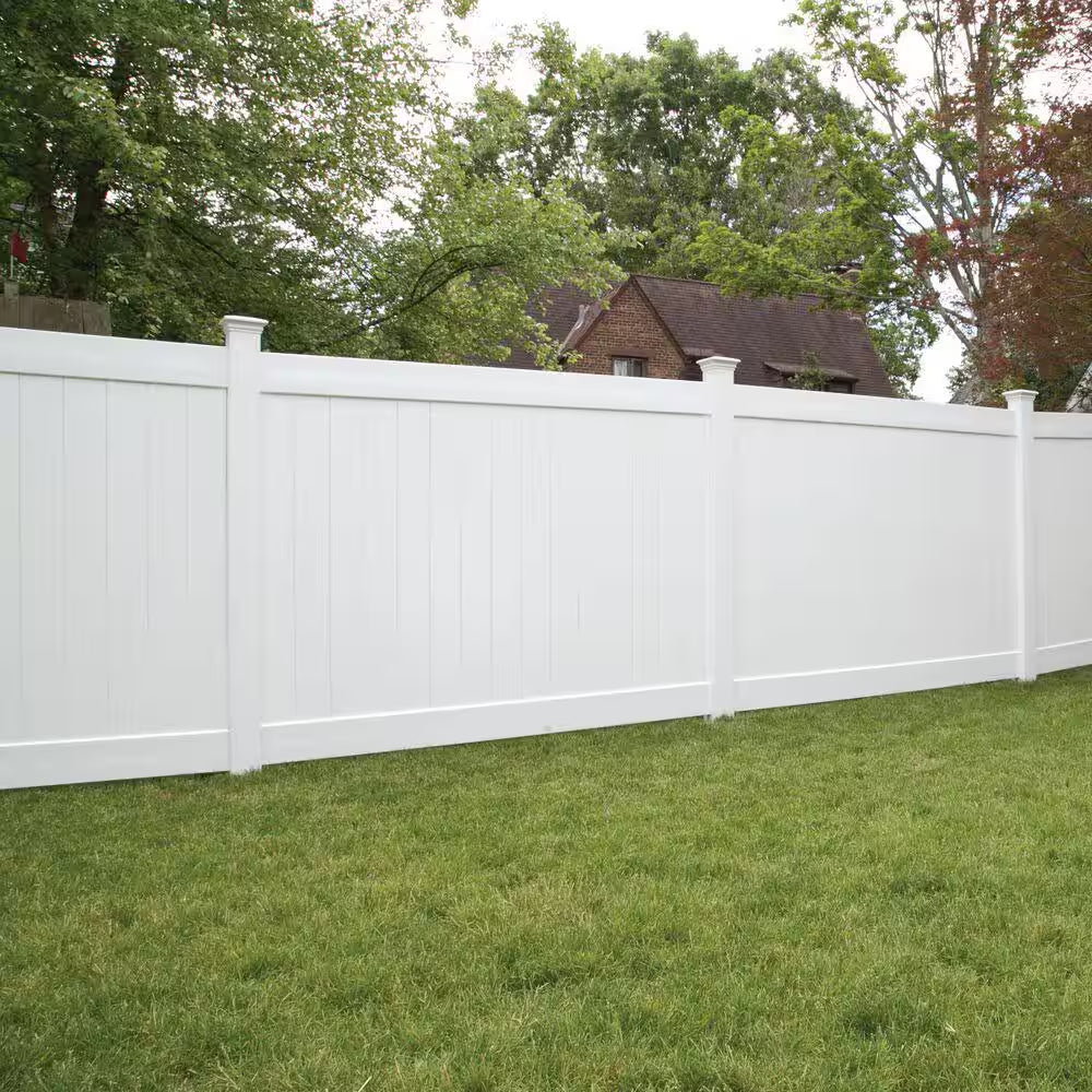 Linden 6 Ft. H X 8 Ft. W White Privacy Vinyl Fence Panel (Unassembled)