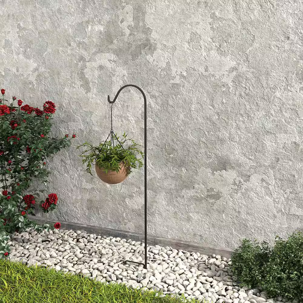 Fuchsia 64 In. Black Steel Shepherd Hook