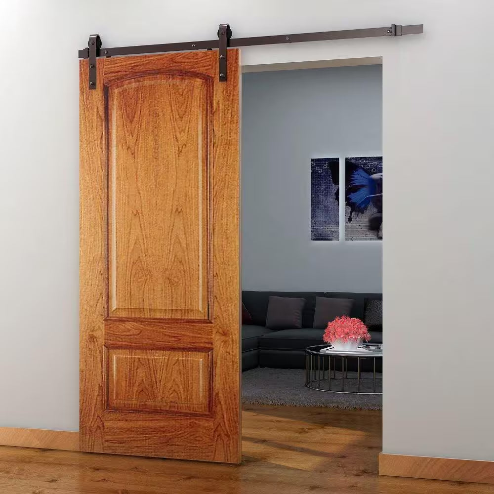 72 In. Dark Oil-Rubbed Bronze Strap Sliding Barn Door Track and Hardware Kit