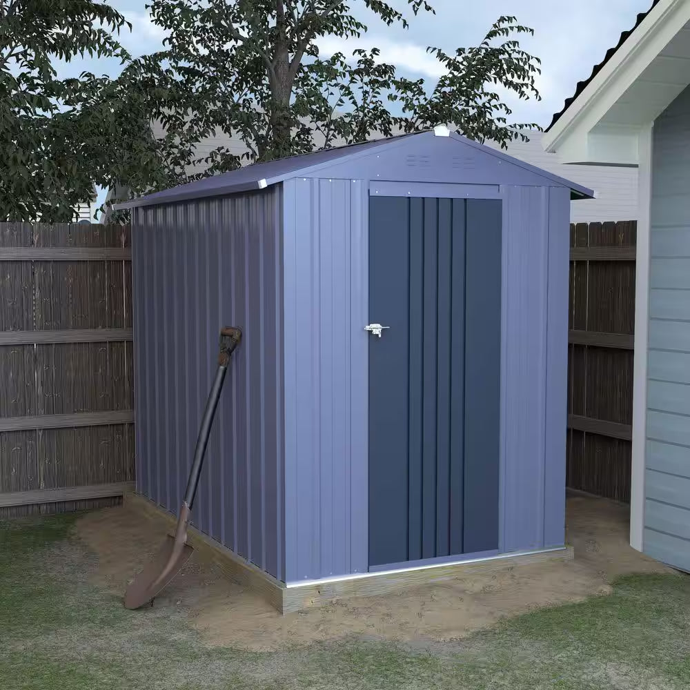 4 Ft. W X 6 Ft. D Outdoor Metal Storage Shed in Gray (24 Sq. Ft.)