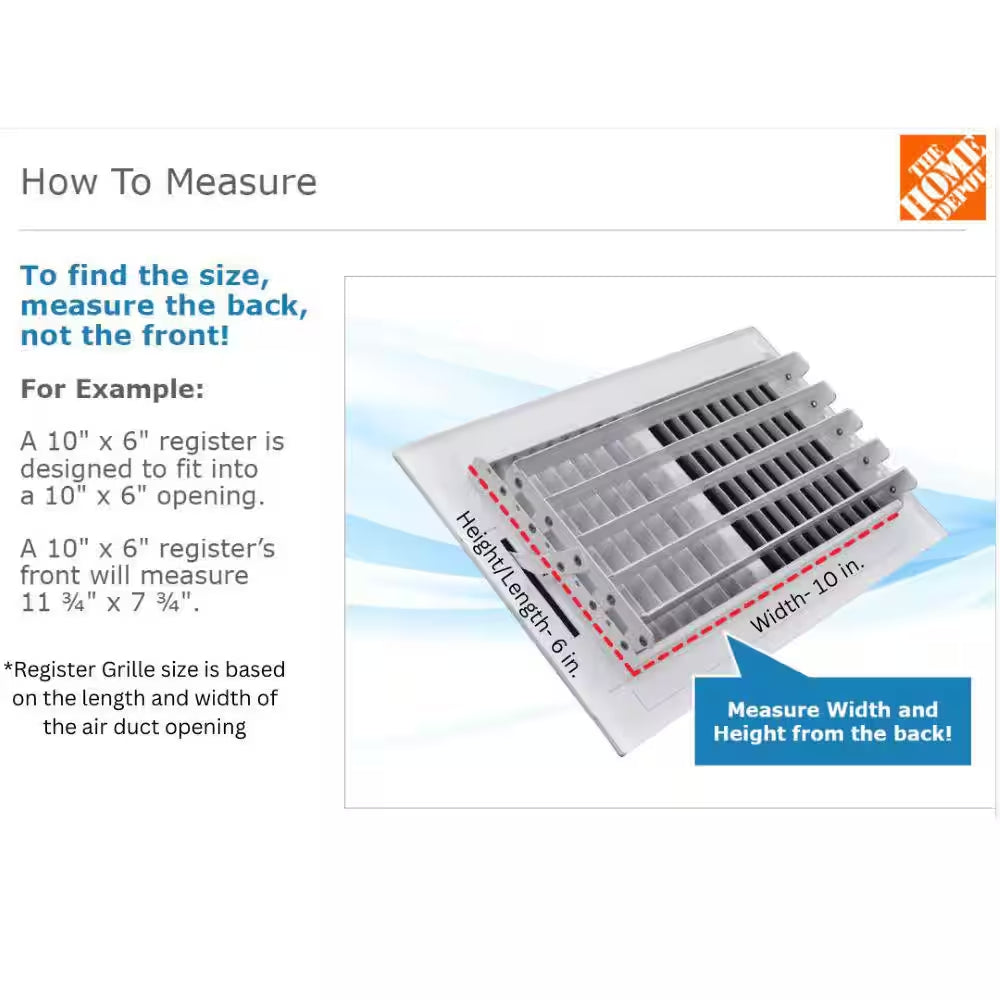 12 In. X 6 In. 3-Way Steel Wall/Ceiling Register in White