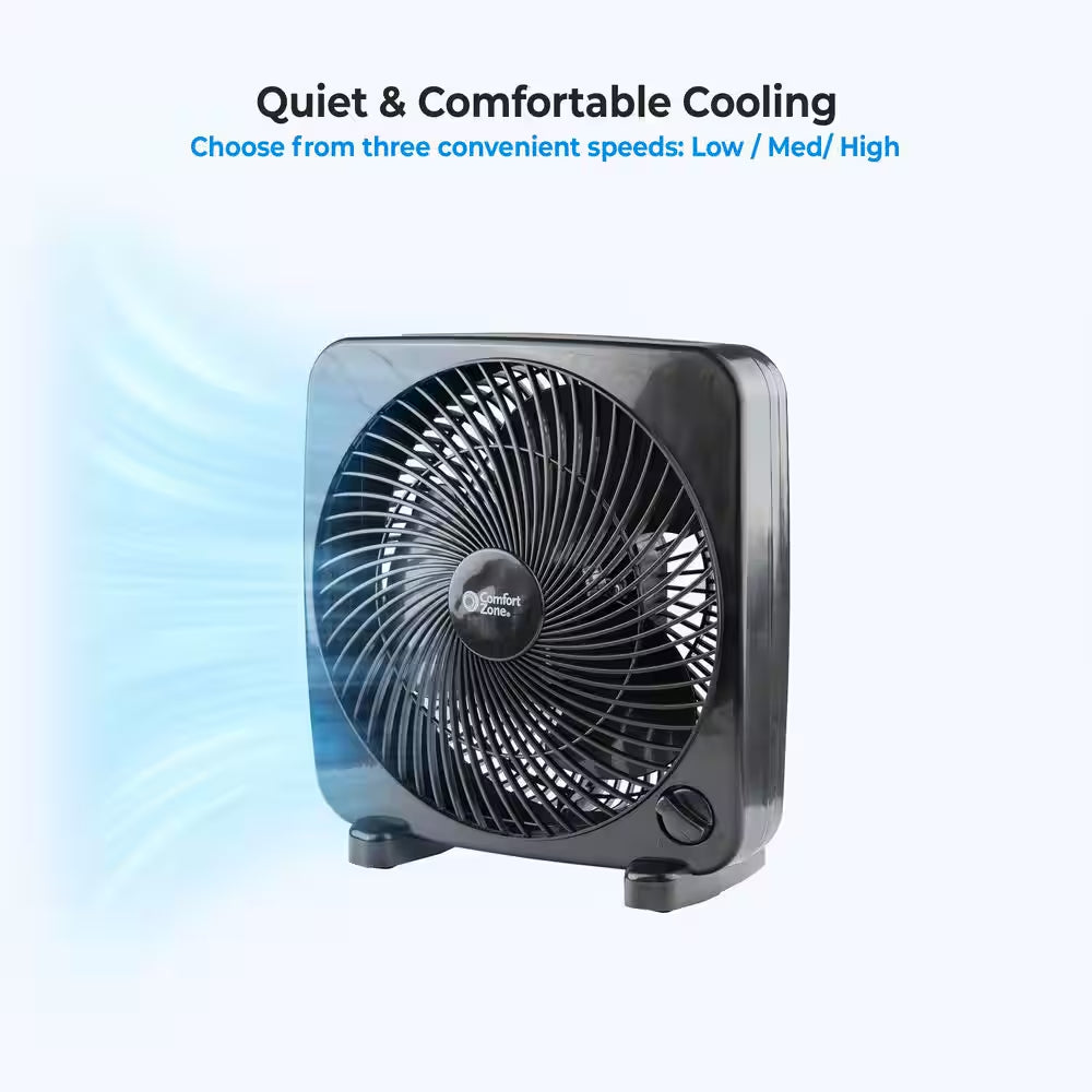 9 In. Black Box Fan with 3-Speed Front Control