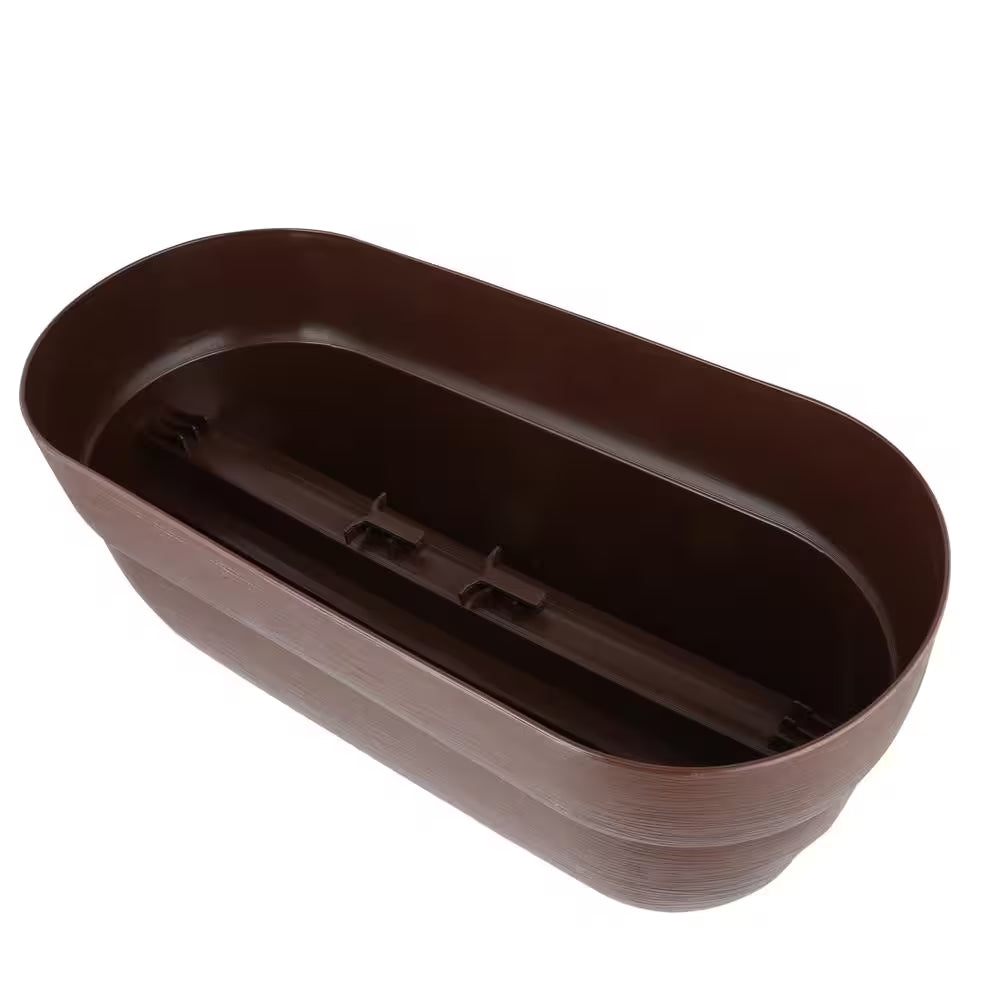 Bloomers Series 24 In. W X 12 In. H Brown Resin Deck and Porch Rail Planter