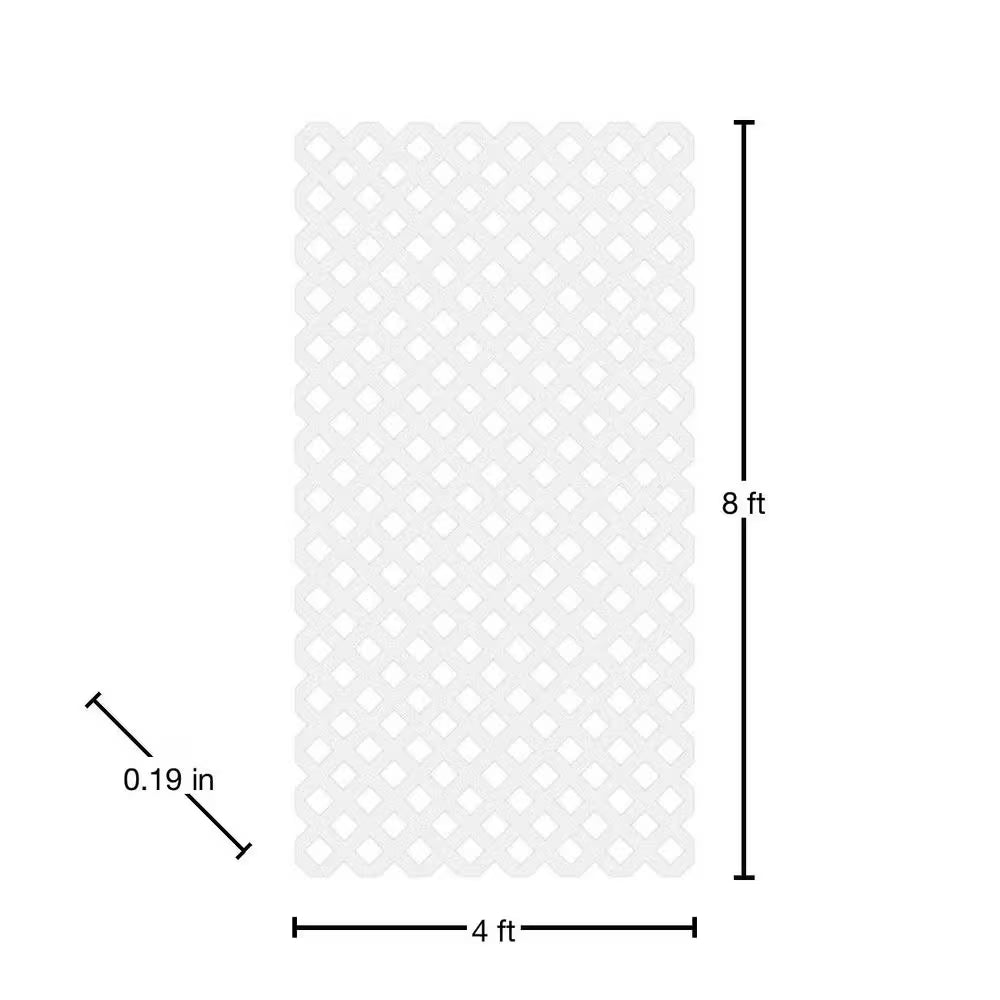 4 Ft. X 8 Ft. White Classic Diamond Vinyl Lattice Panel