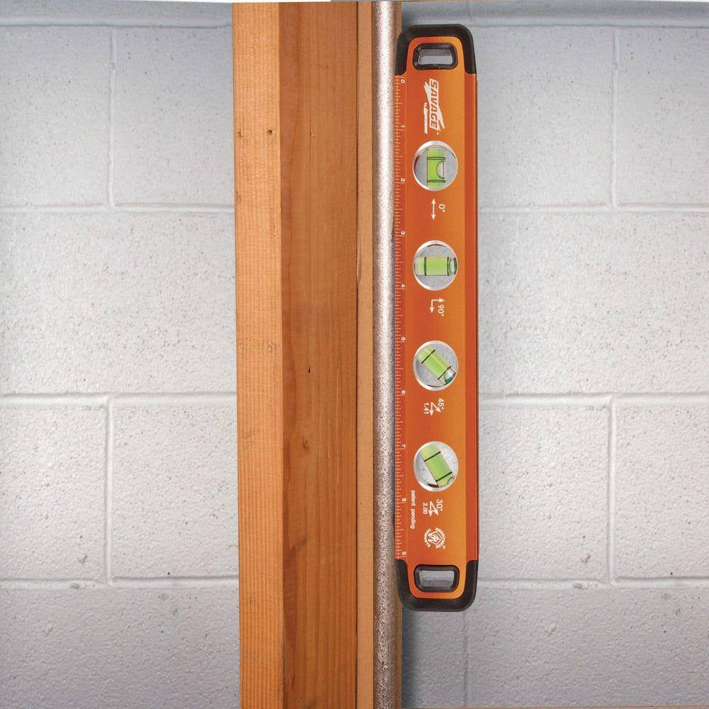 11 In. Aluminum Magnetic Torpedo Level with 4 Bubble Vials, Etched Ruler and Straight Edge