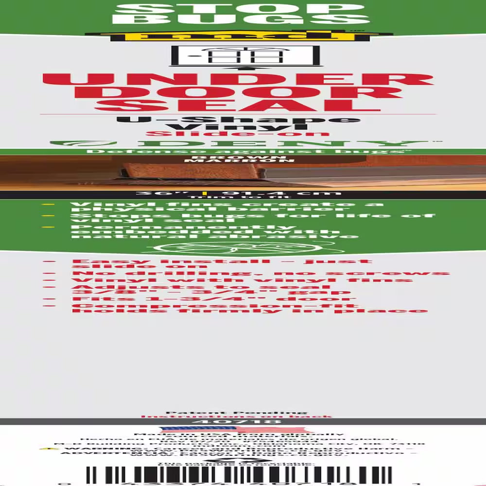 36 In. Brown Vinyl U-Shape Deny Slide-On under Door Seal