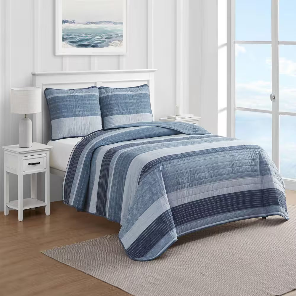 Ridgeport 2-Piece Blue Cotton Twin Quilt Set