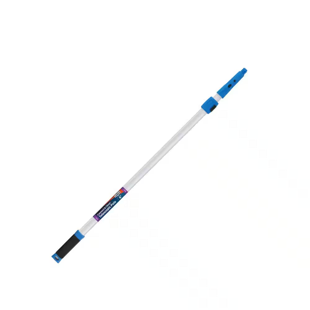 6 Ft. Aluminum Telescoping Pole with Connect and Clean Locking Cone and Quick-Flip Clamps