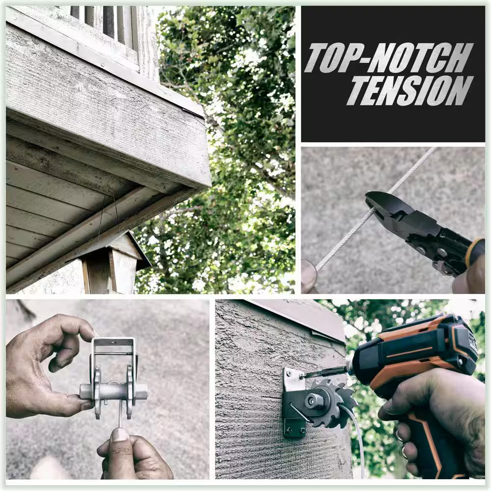 Top-Notch Tension Ratchet Winch Square/Rectangle Sun Shade Sail Canopy Cable Wire Installation Kit