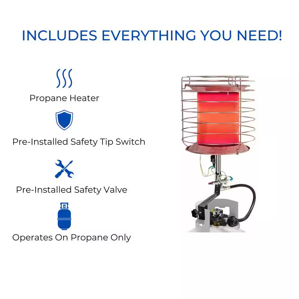 42,000 BTU 360-Degree Infrared Tank Top Propane Heater