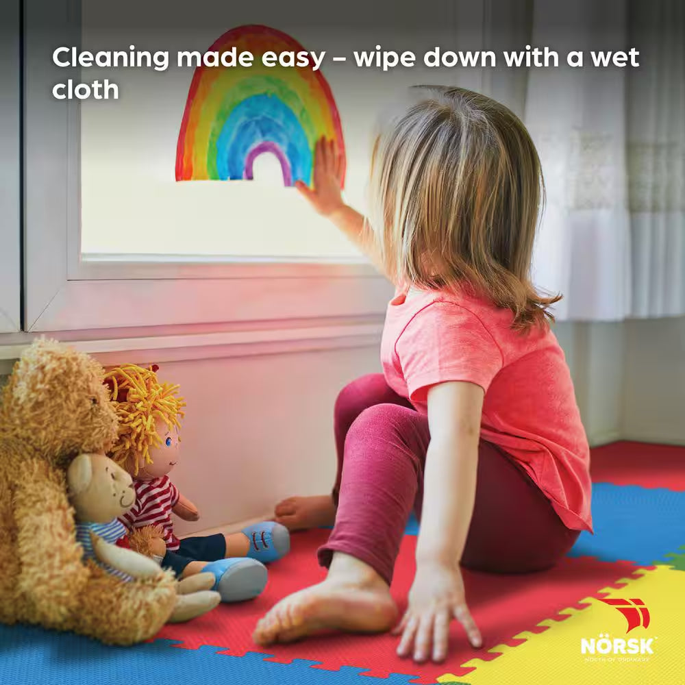 Multi-Purpose 24 In. X 24 In. Interlocking Multi-Color Foam Flooring Recyclamat (4-Pieces)