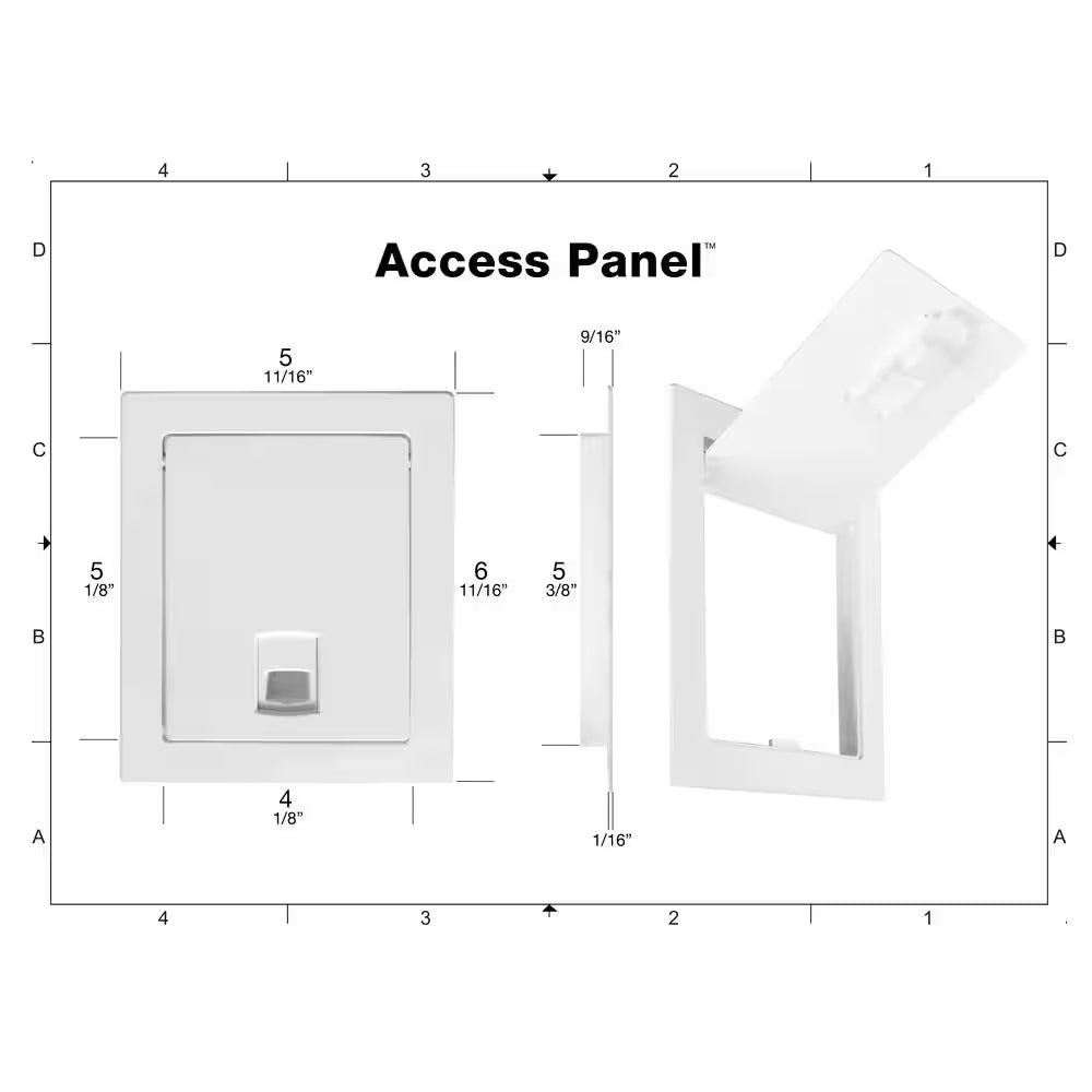 6 In. X 7 In. Easy Install Flush Mount Wall/Ceiling Plastic Access Door Panel with Frame and Child-Resistant Latch