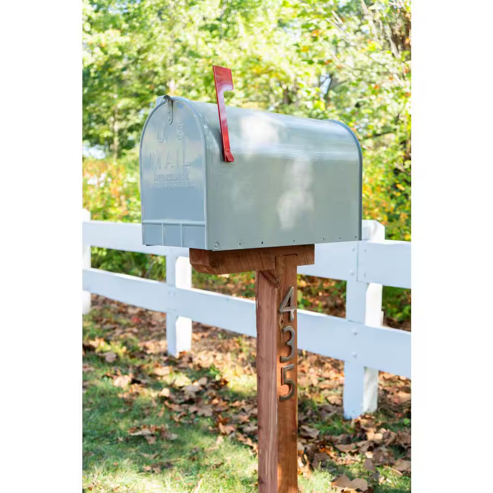 Stanley Gray, Extra Large, Steel, Post Mount Mailbox