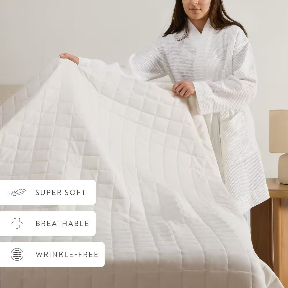 Square White Queen Performance Quilted Coverlet Set
