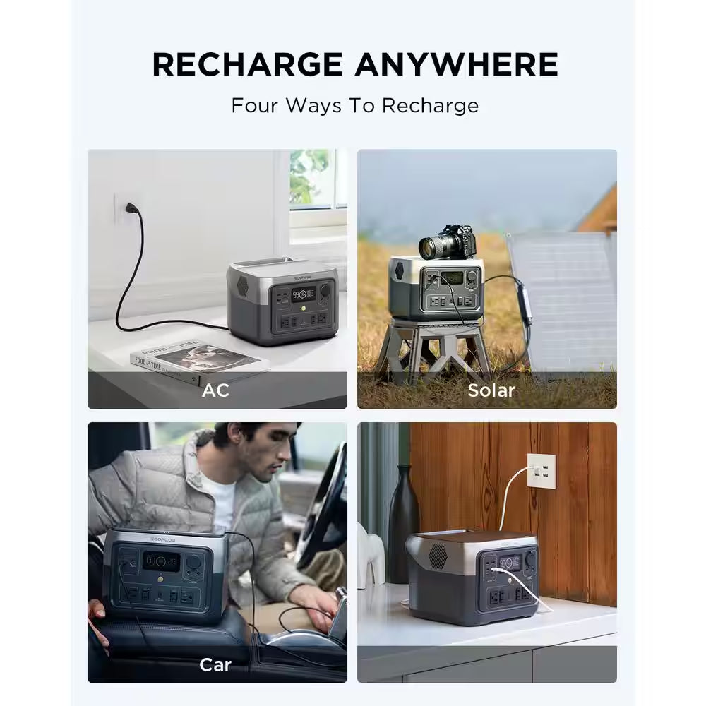 500W Output/1000W Peak Push-Button Start Battery Generator RIVER 2 Max, LFP Battery, Fast Charging for Outdoor, Camping