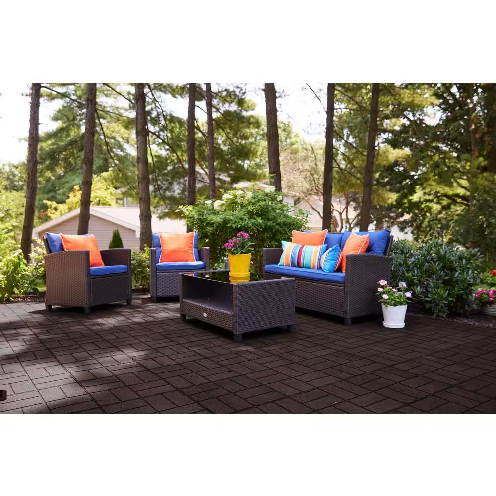 16 In. X 16 In. X 5/8 In. Brown Smartloc Rubber Paver (9-Pack)