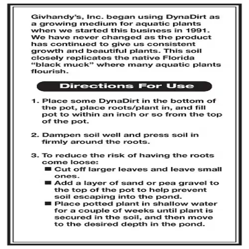 Givhandys Dynadirt Aquatic Soil 20 Lbs. Bag Custom Mix