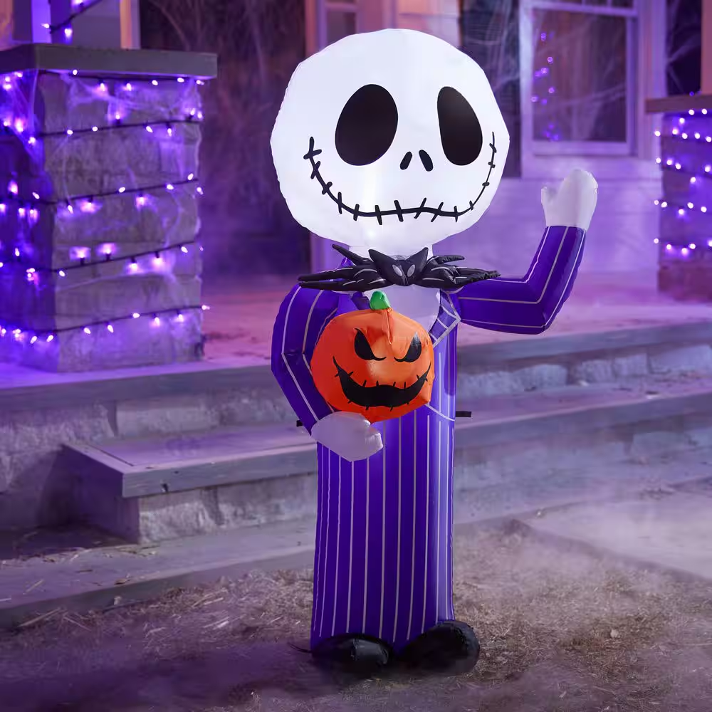 3.5 Ft ELD Jack Skellington with Pumpkin Inflatable Airblown® I4