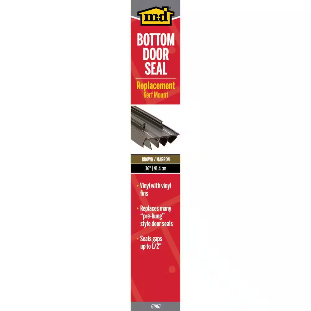 36 In. Brown Vinyl Concealed Kerf/Channel Fit under Door Seal