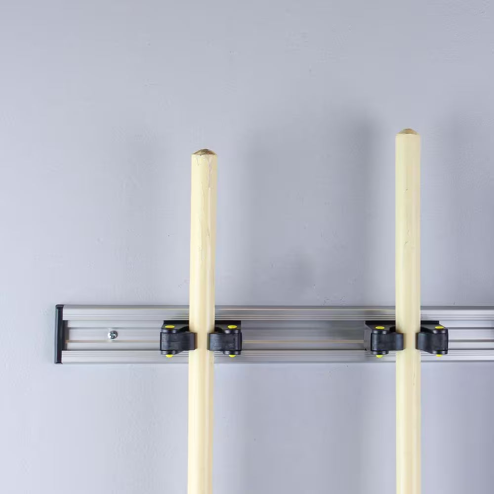 36 In. Adjustable Storage Wall Mount Tool Bar with 5 Rubber Grip Hooks in Black