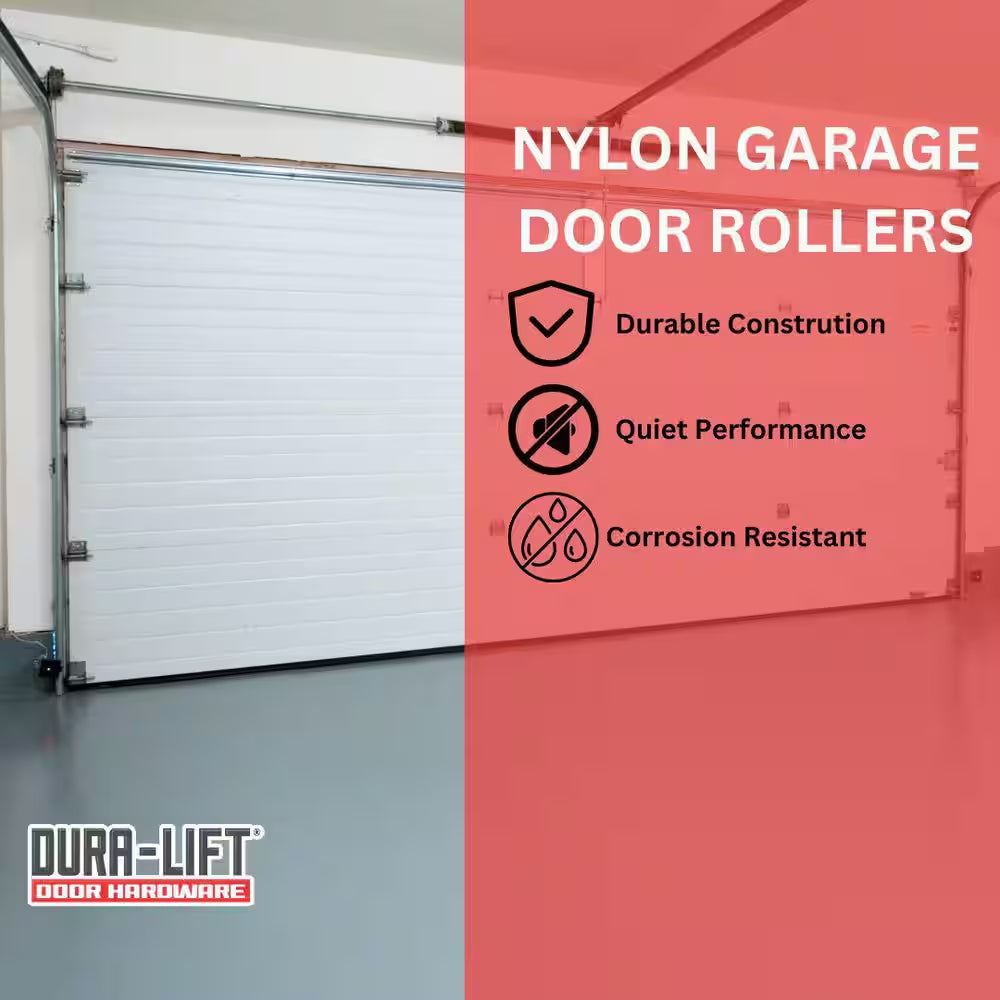 Ultra-Life Max 2 In. Nylon Garage Door Roller with Sealed 6200ZZ Bearing and 4 In. Steel Stem (10-Pack)