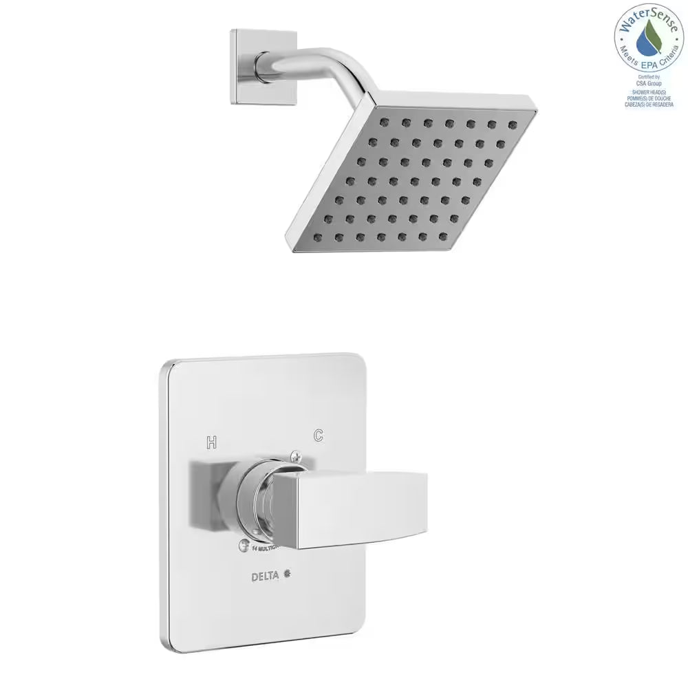 Modern Angular 1-Handle Wall Mount Shower Only Trim Kit in Chrome (Valve Not Included)