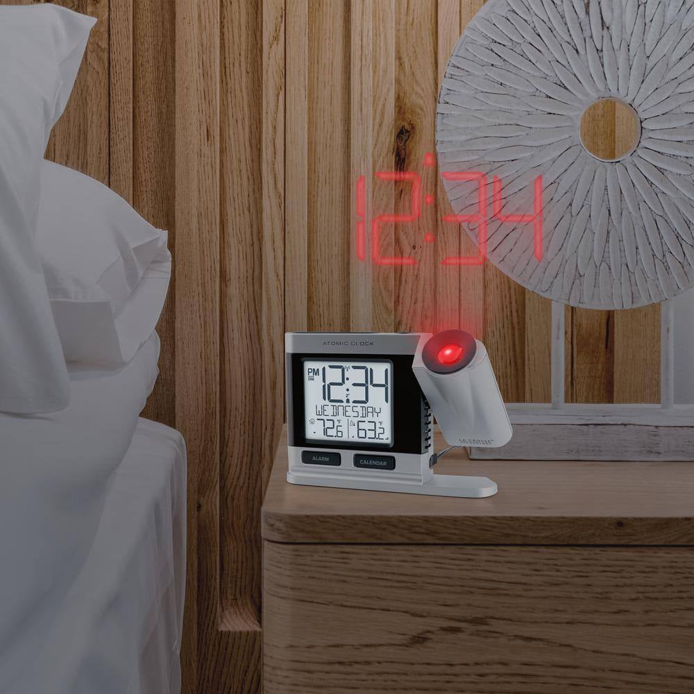 Silver Atomic Projection Alarm Clock with Temperature