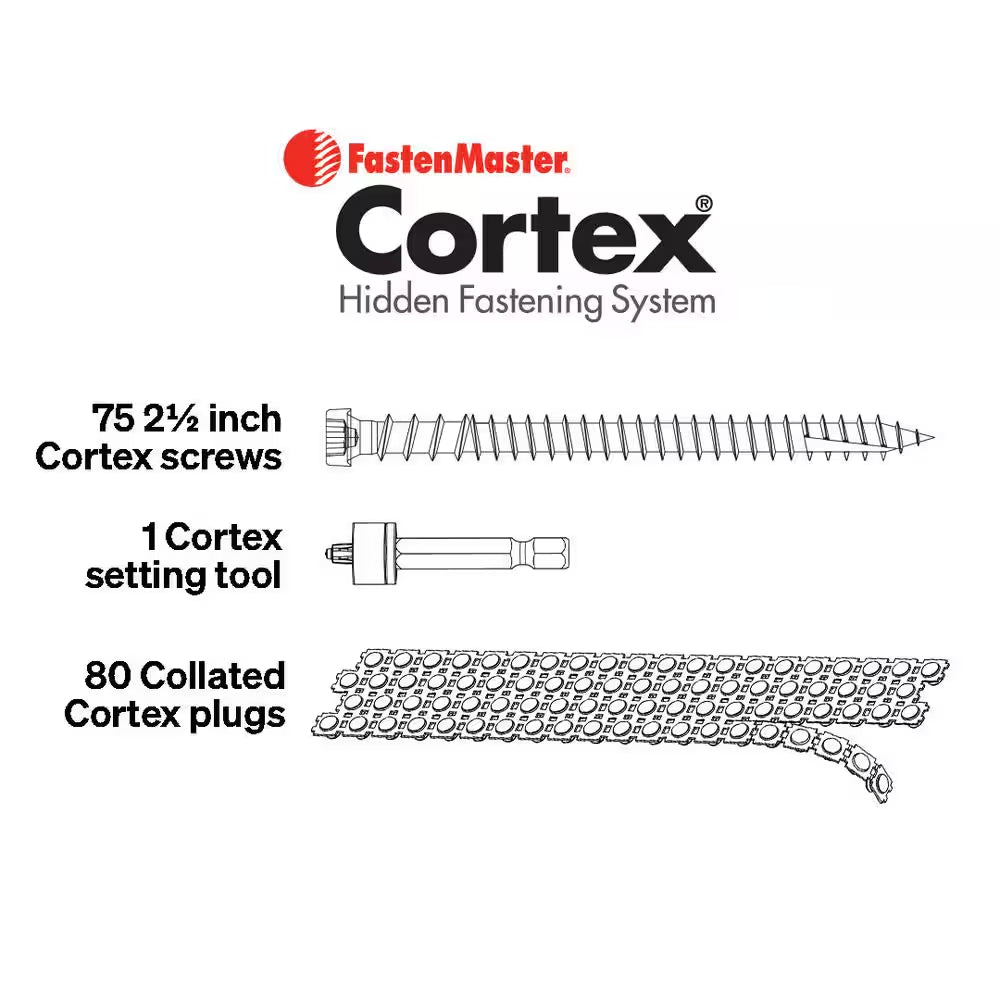 Collated Cortex Hidden Fastening System for Veranda Decking - 2-1/2 In. Cortex Screws and Plugs in Stone Gray (50 LF)