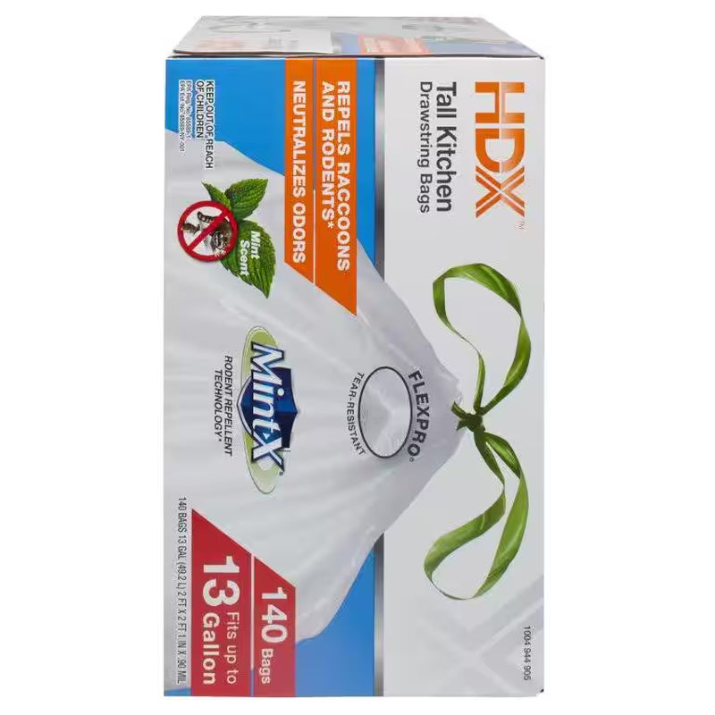 13 Gallon White Rodent Repellent Tall Kitchen Trash Bags (140-Count)