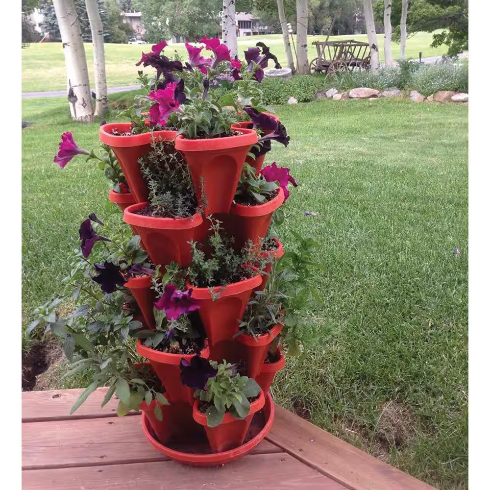 12 In. X 5.5 In. Terracotta Plastic Vertical Stackable Planter (5-Pack)
