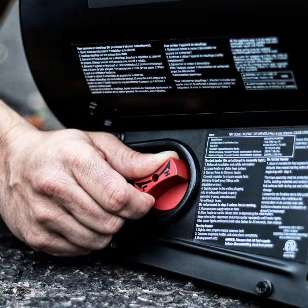 60,000 BTU Forced Air Propane Outdoor Space Heater with Quiet Burner Technology