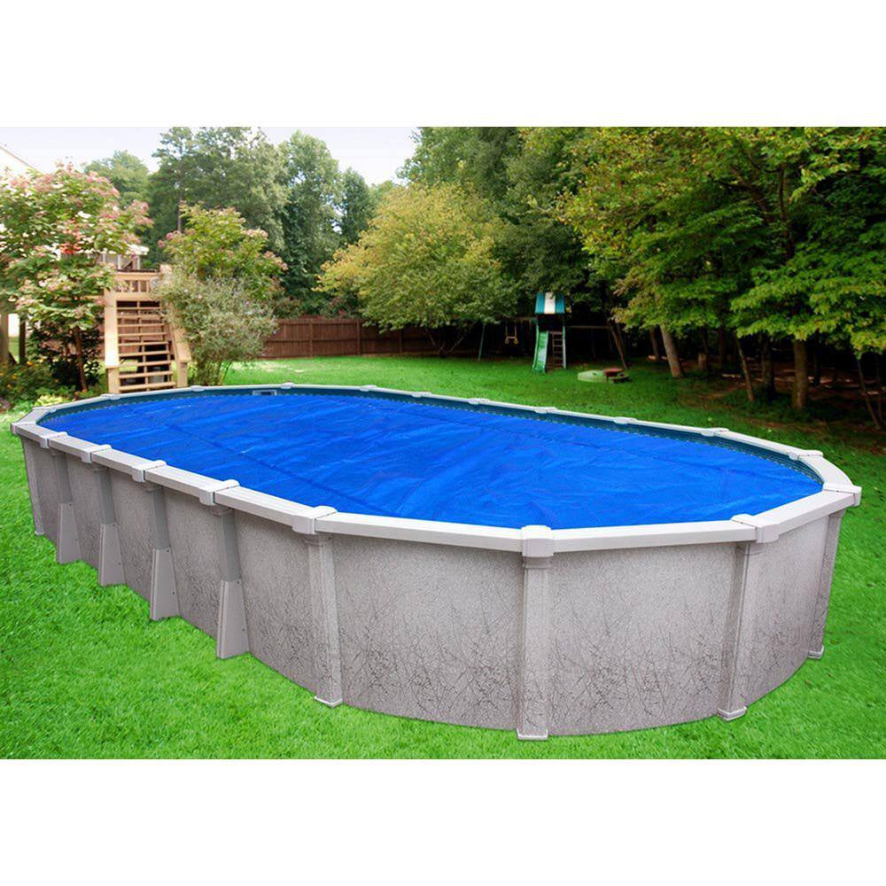 Deluxe 5-Year 15 Ft. X 30 Ft. Oval Blue/Silver Solar Pool Cover