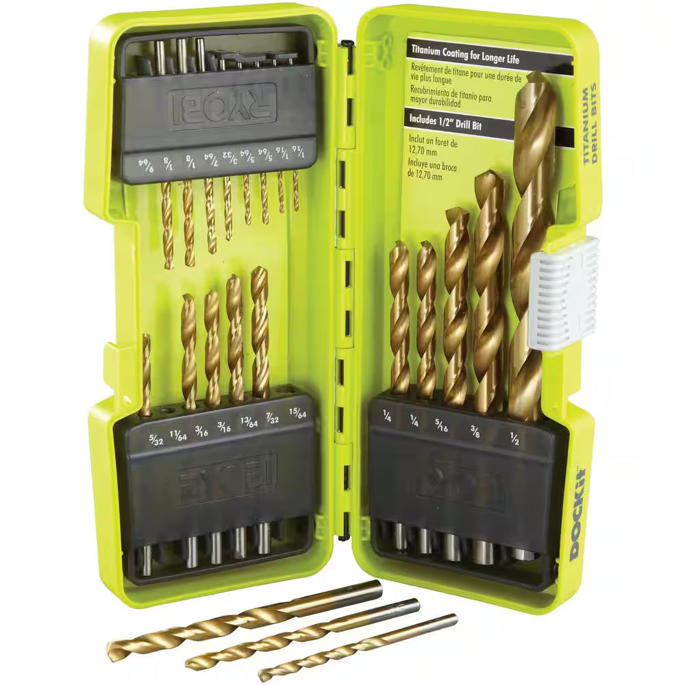 Titanium Coated Drill Bit Set (21-Piece)
