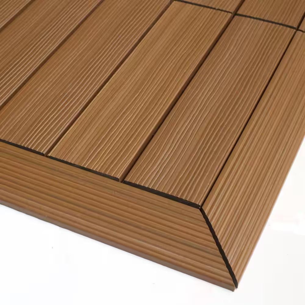 1/6 Ft. X 1 Ft. Quick Deck Composite Deck Tile outside Corner Fascia in Peruvian Teak (2-Pieces/Box)
