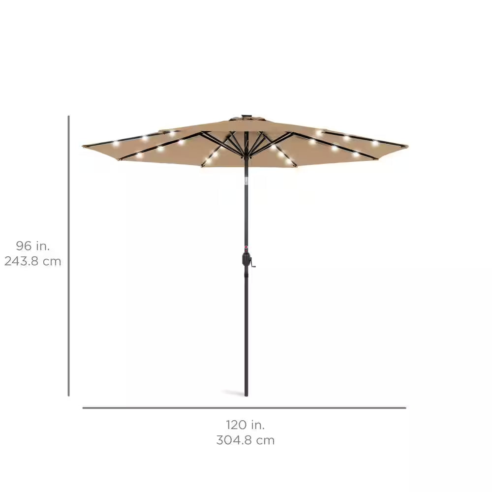 10 Ft. Market Solar LED Lighted Tilt Patio Umbrella with Uv-Resistant Fabric in Tan