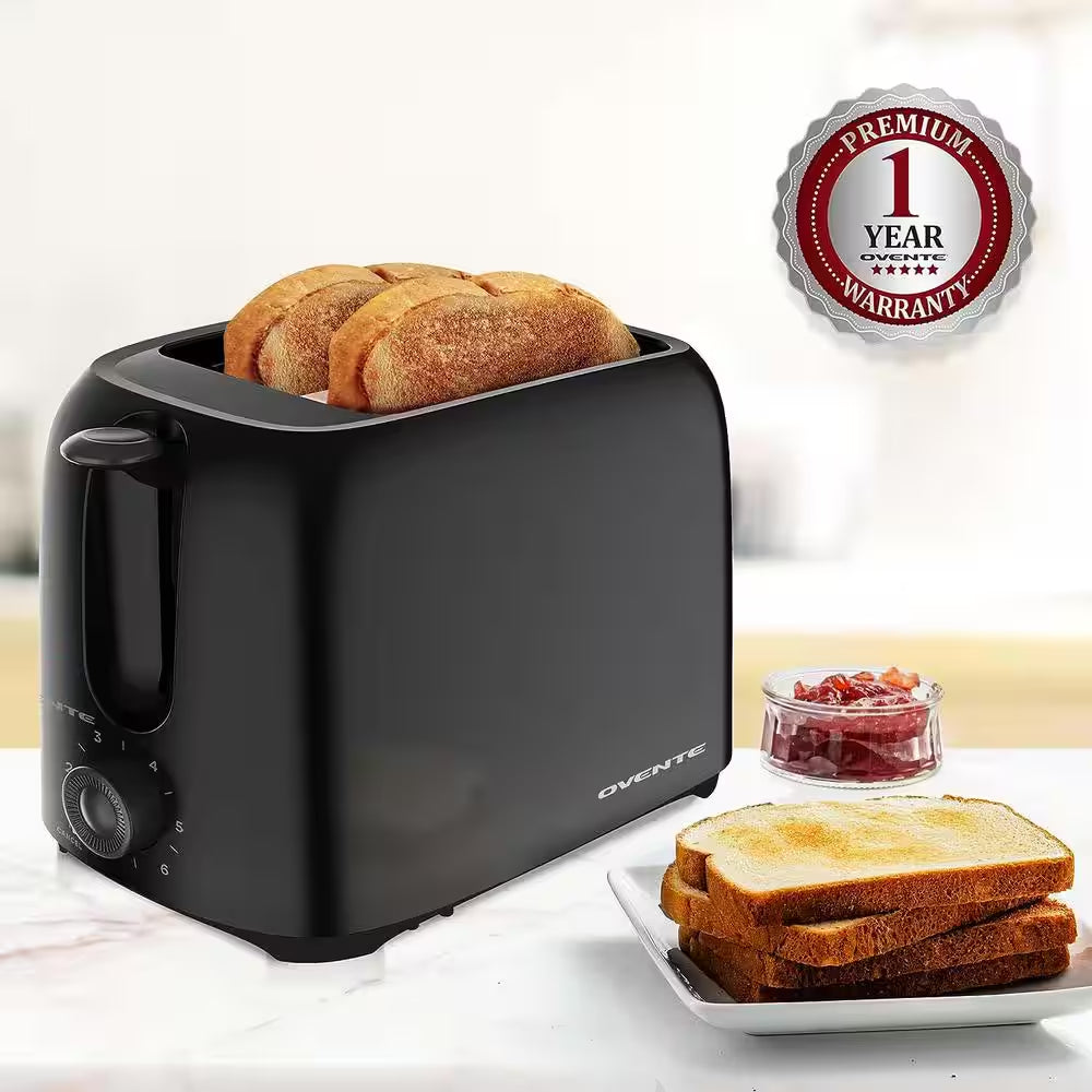 700-Watt 2-Slice Black Bread Toaster