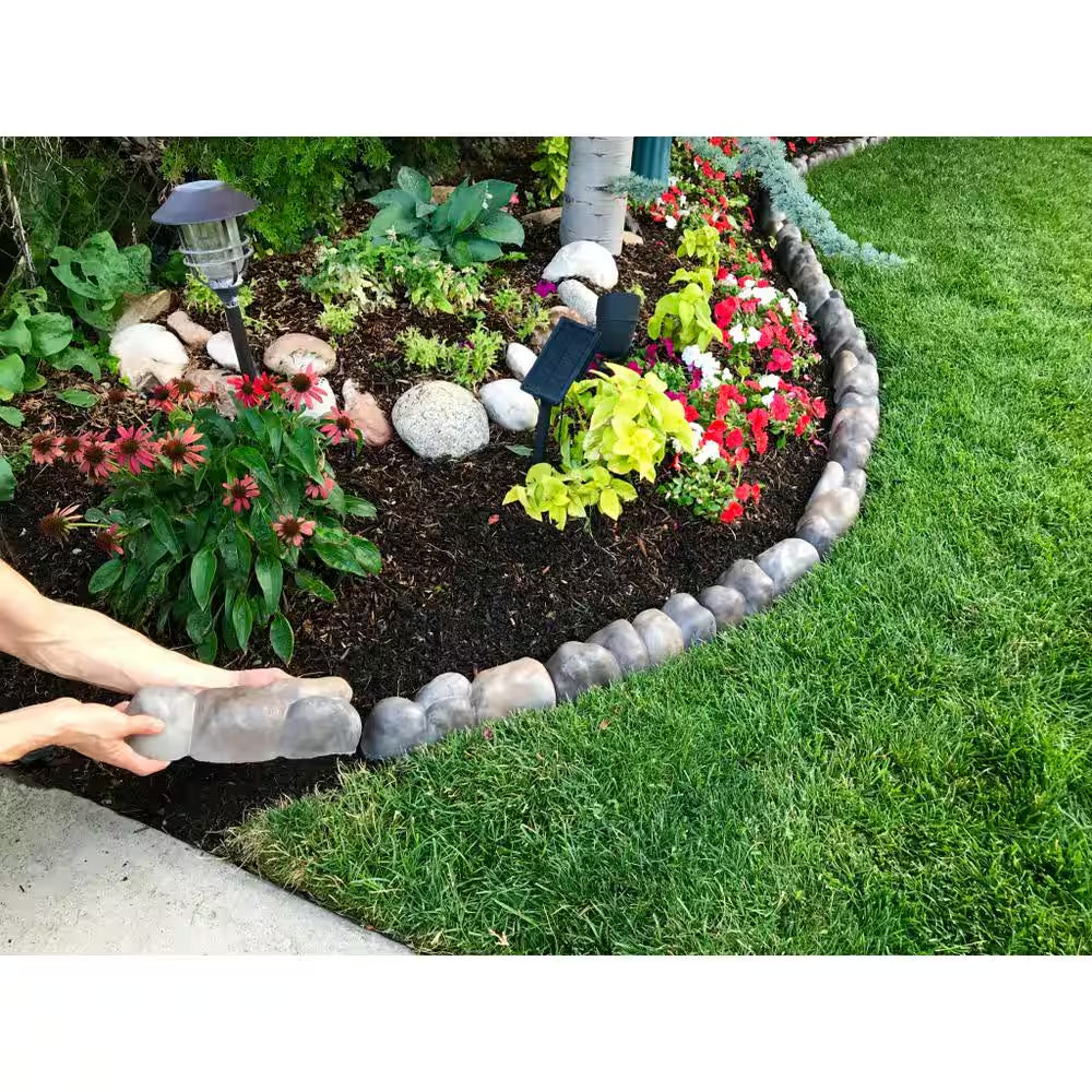 Edgestone 4 In. X 12 In. X 3 In. Multi-Colored Concrete Overlapping RIVER ROCK Edging (10-Pack)