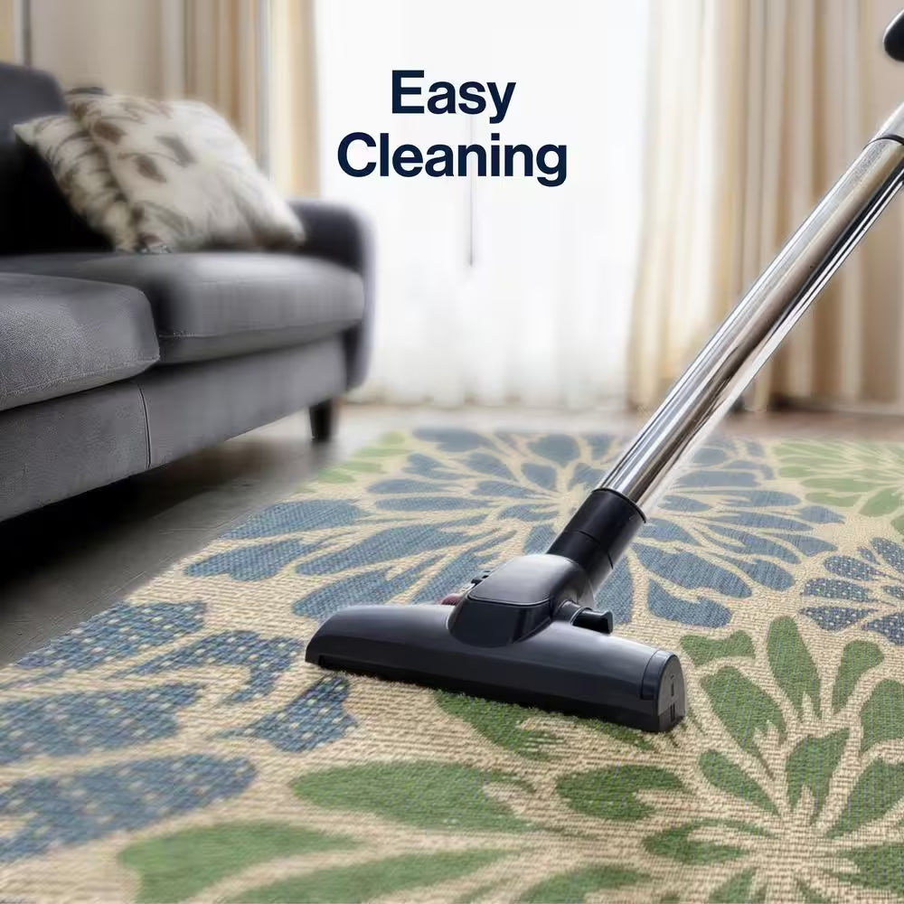 Zinnia Navy/Green 8 Ft. X 10 Ft. Floral Indoor/Outdoor Area Rug