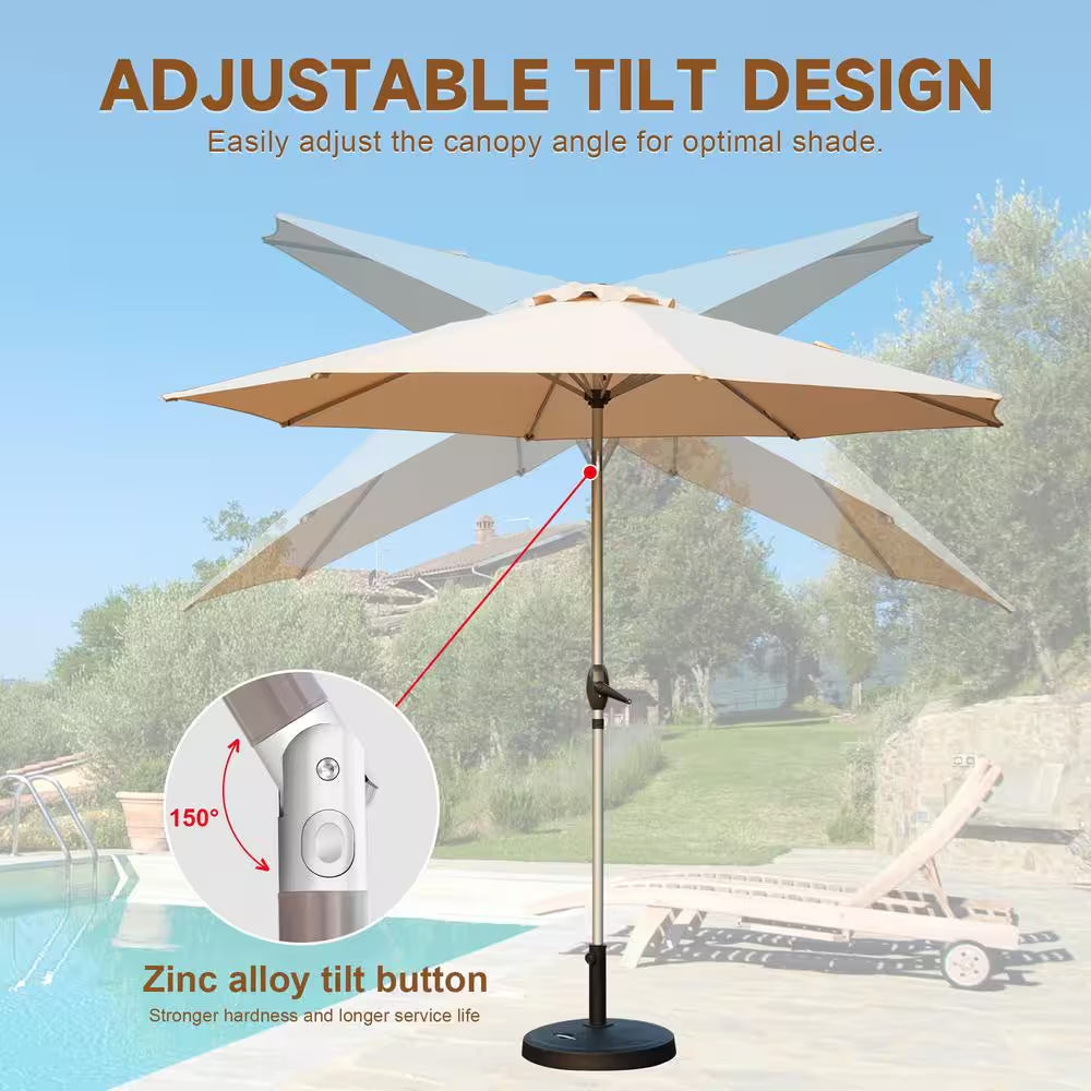 9 Ft. Outdoor Table Market Umbrella with Push Button Tilt and Crank, UV Protection Waterproof Market Sun Umbrella
