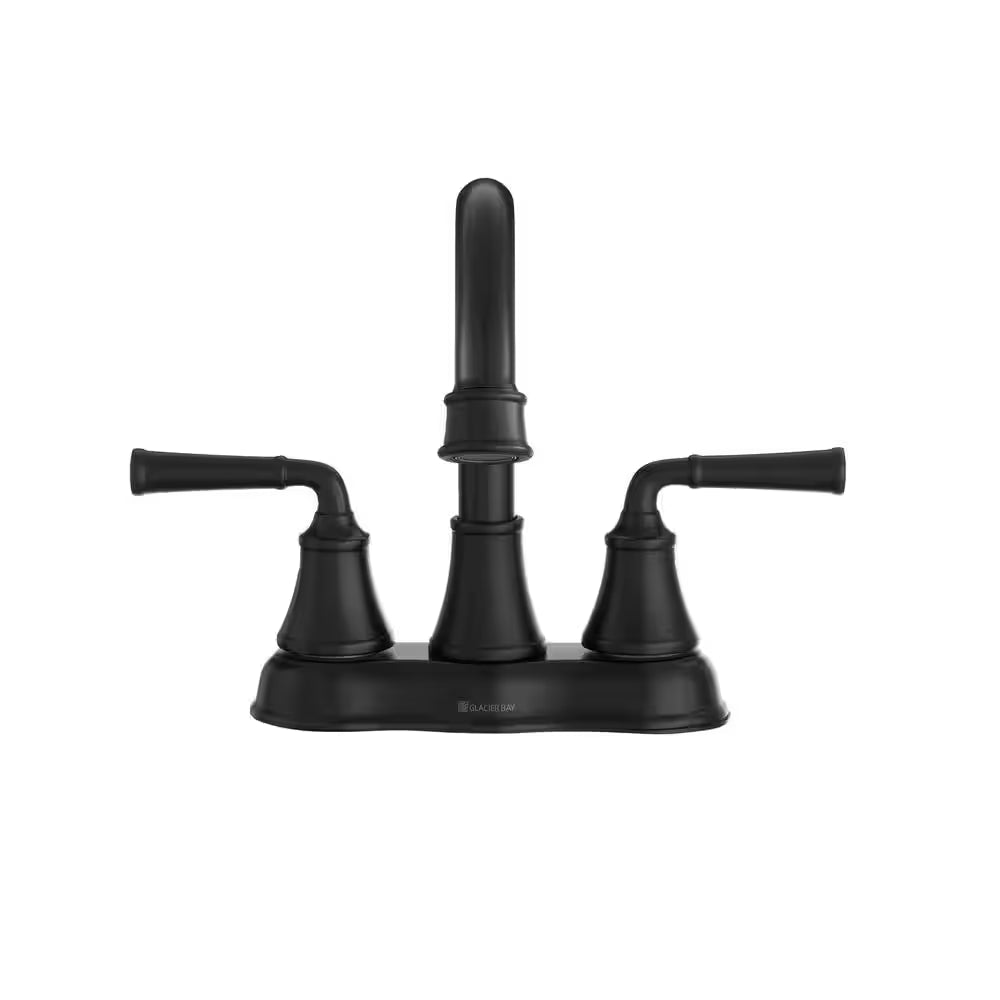 Dunston 4 In. Centerset Double Handle High-Arc Bathroom Faucet in Matte Black
