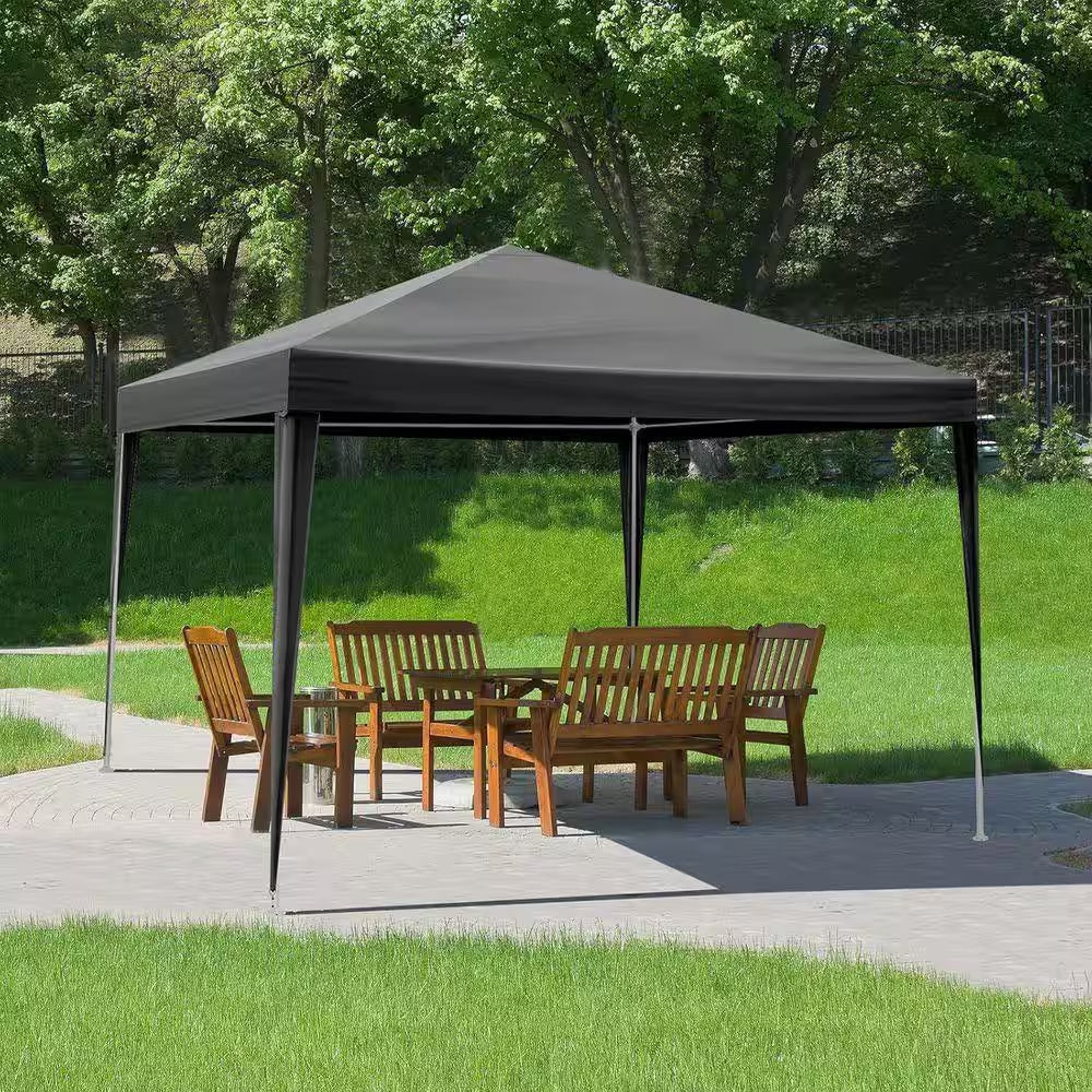 10 Ft. X 10 Ft. Gazebo Waterproof Outdoor Canopy Patio Tent Party Tent for Wedding BBQ Cater, Black
