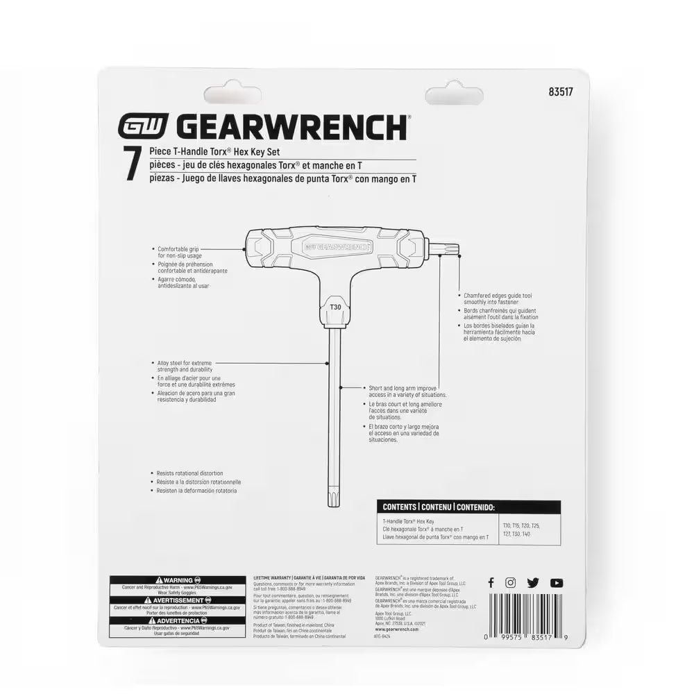 Torx T-Handle Key Set (7-Piece)