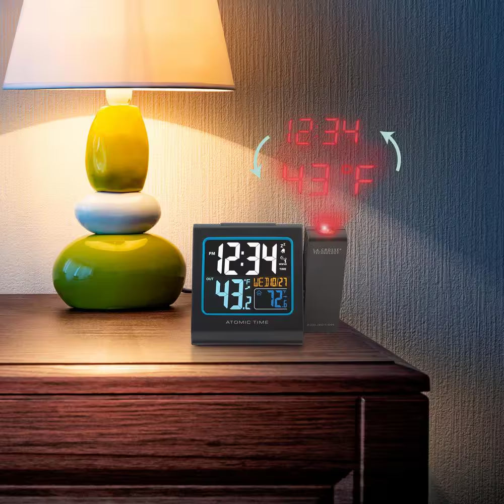 5 In. Color Projection Atomic Digital Alarm Clock with Outdoor Temperature