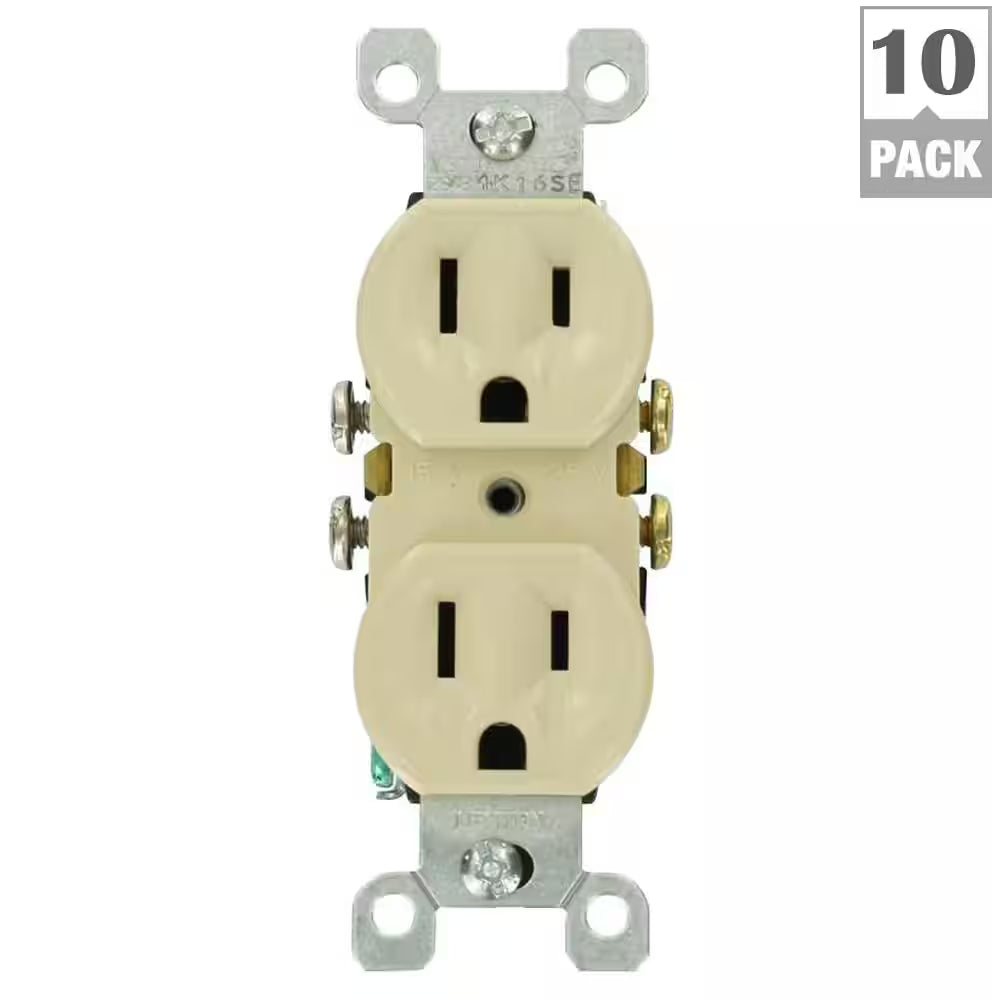 15 Amp 125 V Duplex Outlet/Receptacle, Ivory (10-Pack) 5320-IMP