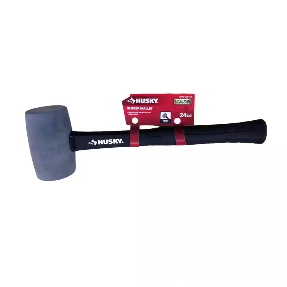 24 Oz. Gray Rubber Mallet with 14 In. Fiberglass Handle