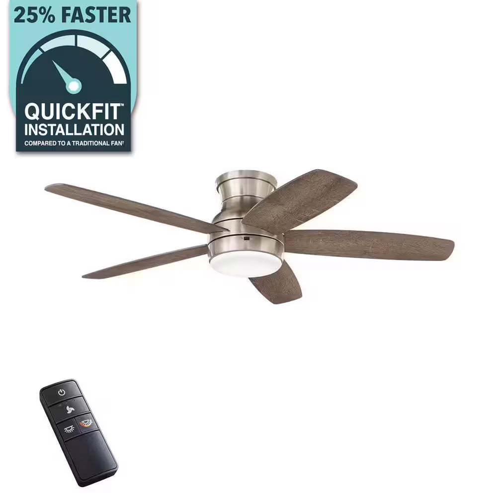 Ashby Park 52 In. White Color Changing Integrated LED Brushed Nickel Ceiling Fan with Light Kit and Remote Control