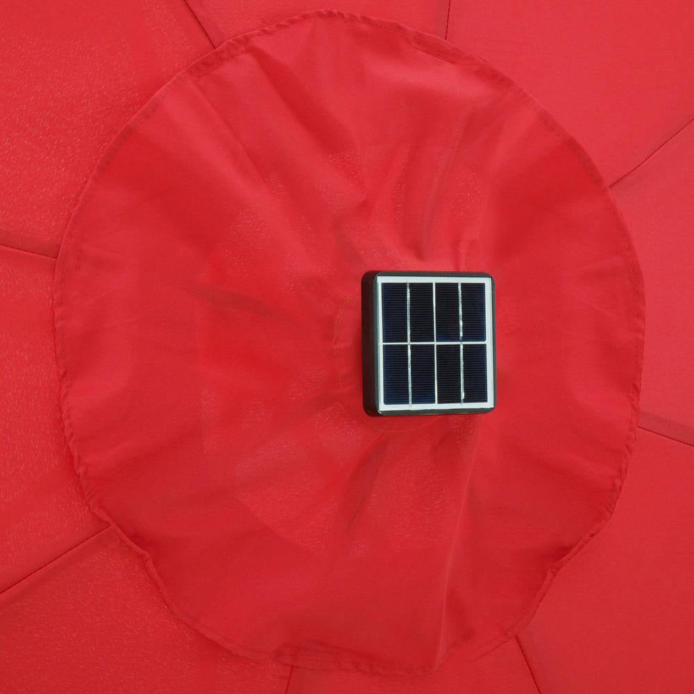 9 Ft. Deluxe Solar Powered LED Lighted Patio Market Umbrella (Red)