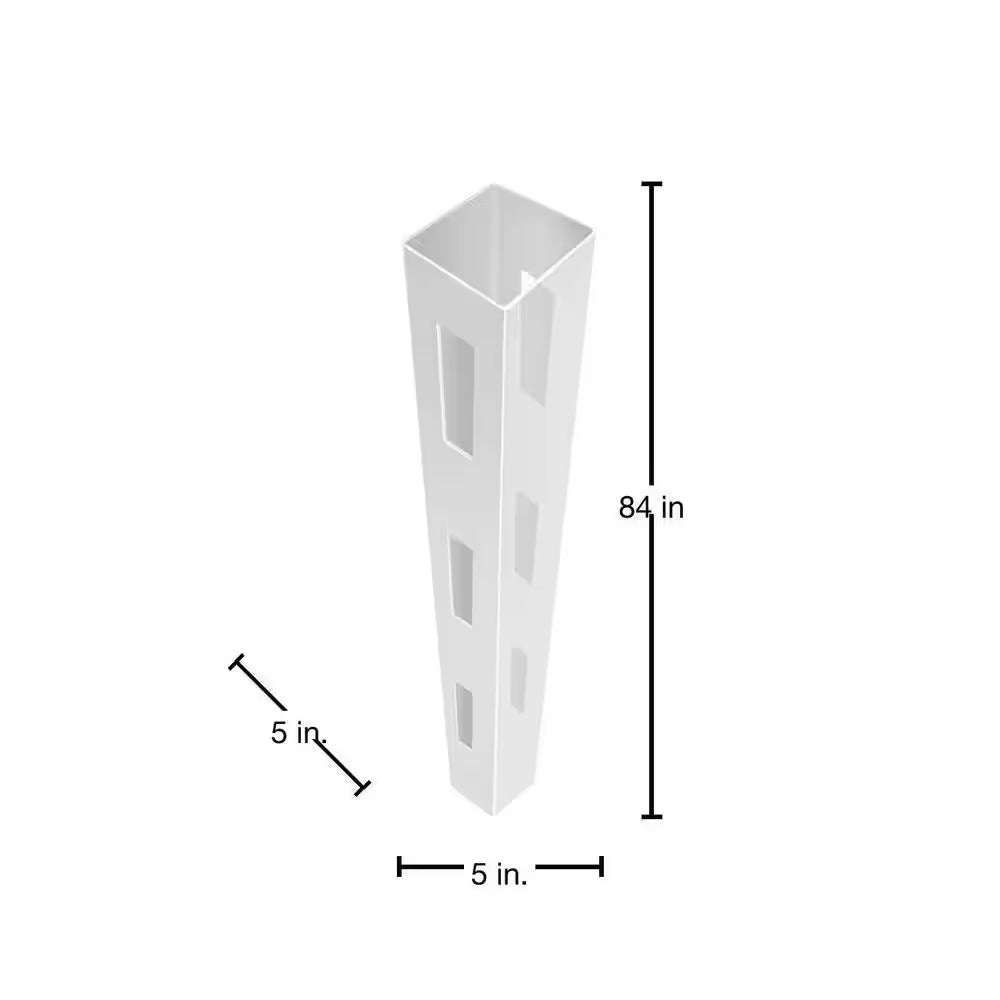 5 In. X 5 In. X 7 Ft. 3-Hole White Vinyl Fence Line Post