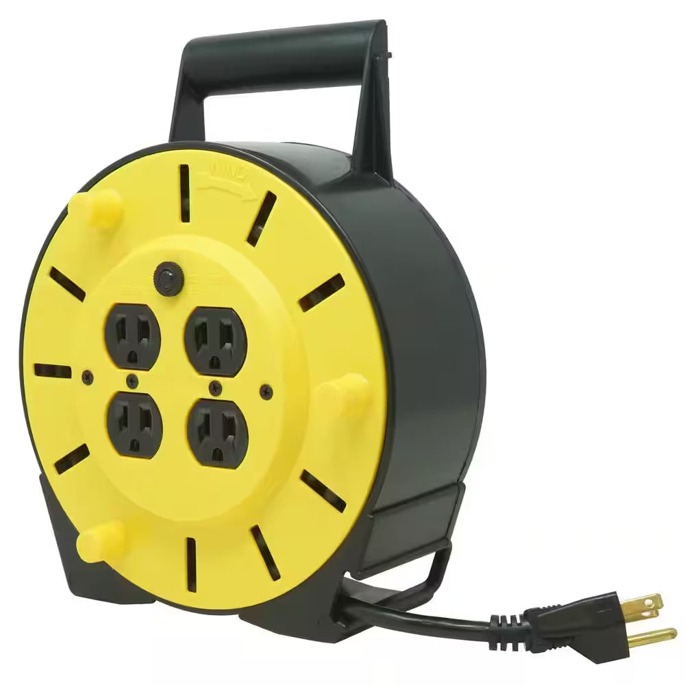 25 Ft. 16/3 Multi-Outlet (4) Portable Extension Cord Reel Power Station